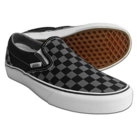 vans black and grey checkerboard slip ons vans black and grey checkerboard slip ons